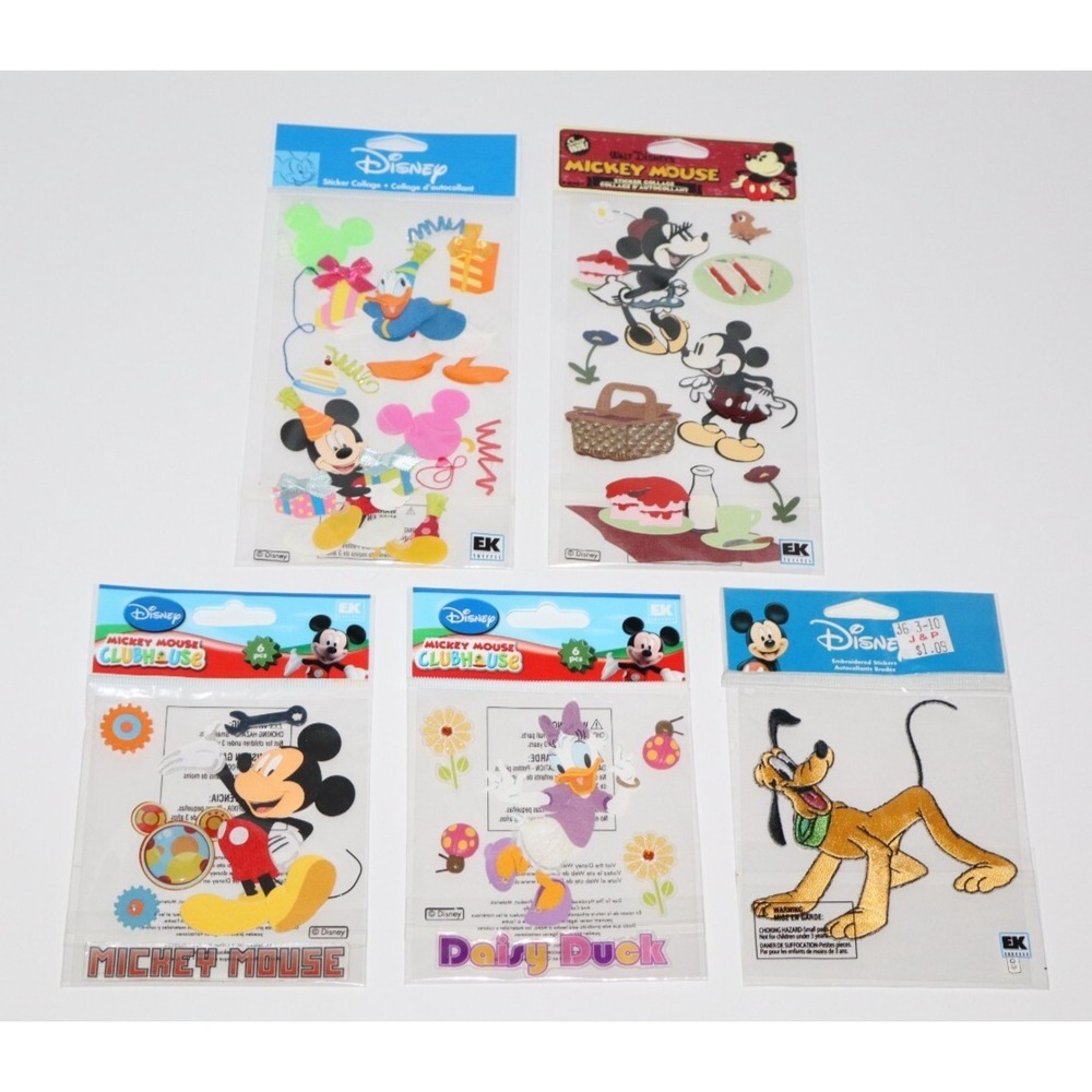DISNEY Mickey Mouse Clubhouse Daisy Pluto Minnie Donald 5 PC Stickers Lot NEW